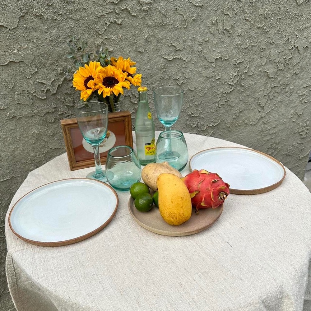 Handmade ceramic large white serving plates